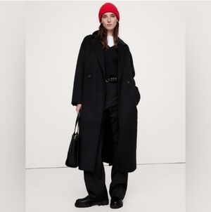 NWT Banana Republic Black Double-Faced Wrap Coat XXS